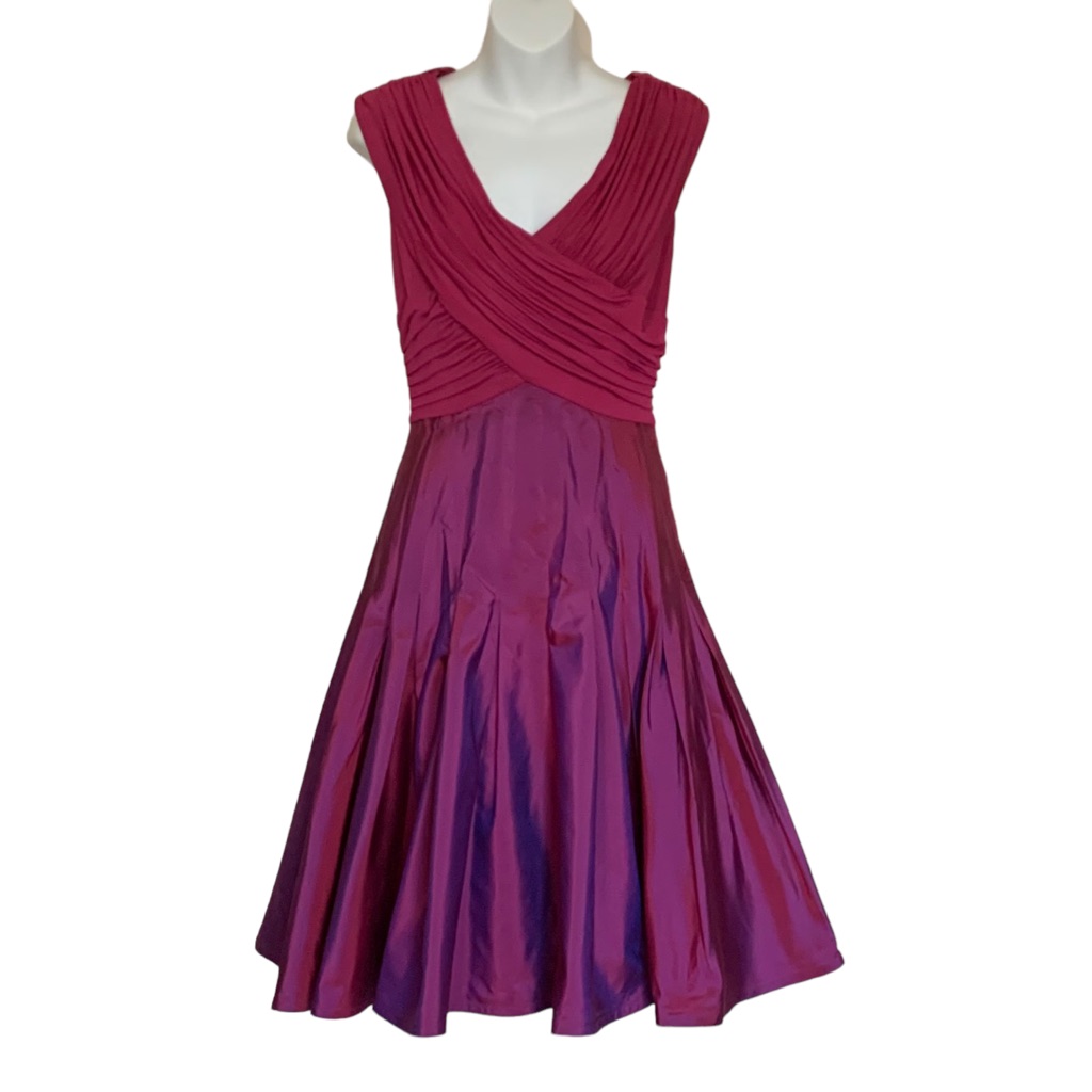 Tadashi Shoji Collection Fit Flare Silk Taffeta Skirt Formal Dress Sz 2